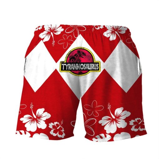 Gearhumans 3D Mighty Morphin Power Ranger Red Beach Short ZZ160412 Men Shorts