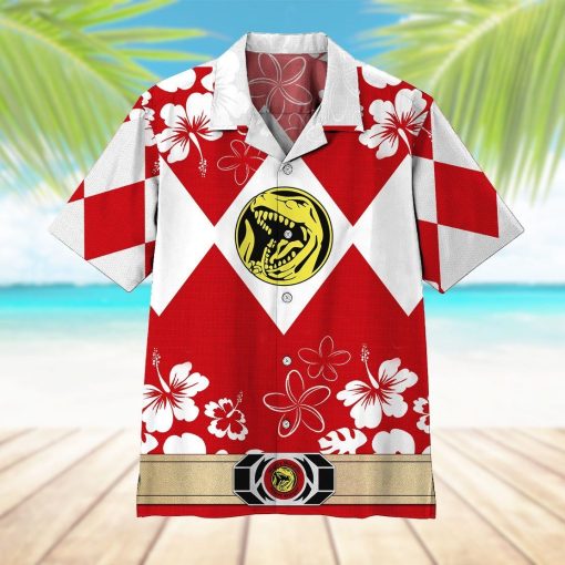 Gearhumans 3D Mighty Morphin Power Ranger Red Hawaii Shirt ZZ16042 Hawai Shirt