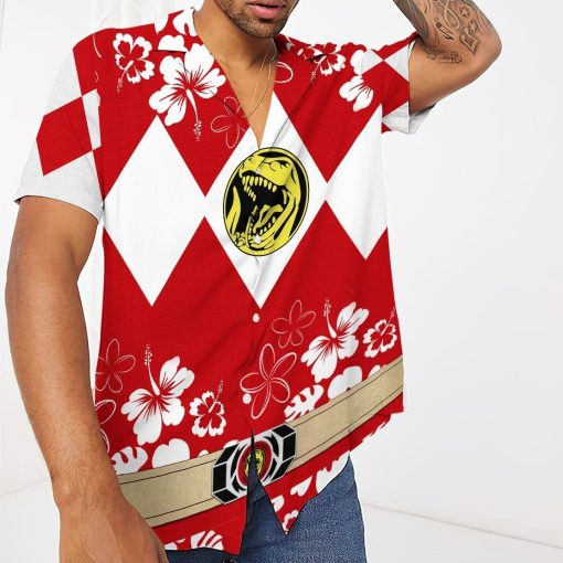 Gearhumans 3D Mighty Morphin Power Ranger Red Hawaii Shirt ZZ16042 Hawai Shirt