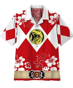 Gearhumans 3D Mighty Morphin Power Ranger Red Hawaii Shirt ZZ16042 Hawai Shirt Short Sleeve Shirt S 