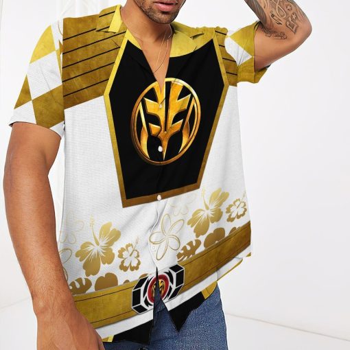 Gearhumans 3D Mighty Morphin Power Ranger White Hawaii Shirt ZZ16048 Hawai Shirt
