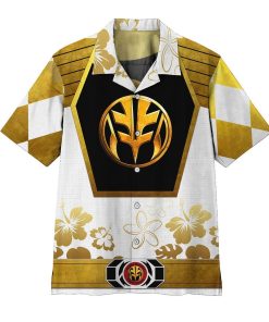 Gearhumans 3D Mighty Morphin Power Ranger White Hawaii Shirt ZZ16048 Hawai Shirt Short Sleeve Shirt S 