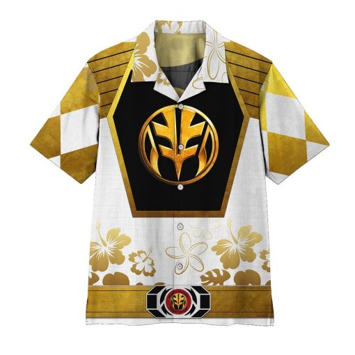 Gearhumans 3D Mighty Morphin Power Ranger White Hawaii Shirt ZZ16048 Hawai Shirt Short Sleeve Shirt S