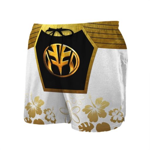 Gearhumans 3D Mighty Morphin Power Ranger White HBeach Short ZZ160418 Men Shorts
