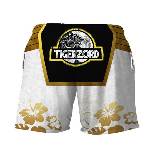 Gearhumans 3D Mighty Morphin Power Ranger White HBeach Short ZZ160418 Men Shorts