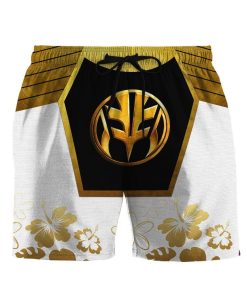 Gearhumans 3D Mighty Morphin Power Ranger White HBeach Short ZZ160418 Men Shorts S 