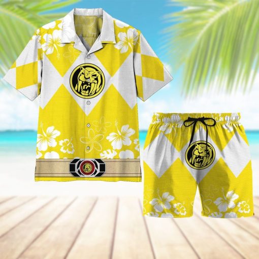 Gearhumans 3D Mighty Morphin Power Ranger Yellow Beach Short ZZ160413 Men Shorts