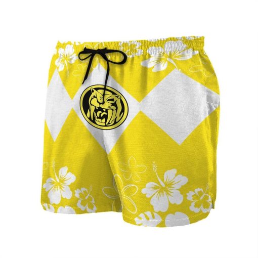 Gearhumans 3D Mighty Morphin Power Ranger Yellow Beach Short ZZ160413 Men Shorts