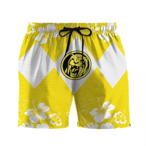 Gearhumans 3D Mighty Morphin Power Ranger Yellow Beach Short ZZ160413 Men Shorts S