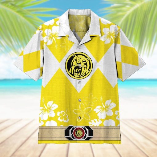 Gearhumans 3D Mighty Morphin Power Ranger Yellow Hawaii Shirt ZZ16043 Hawai Shirt
