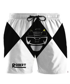 Gearhumans 3D Mighty Morphin Power Rangers Black Ranger Custom Name Beach Shorts Swim Trunk GW0206212 Men Shorts Men Shorts S 