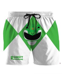 Gearhumans 3D Mighty Morphin Power Rangers Green Ranger Custom Name Beach Shorts Swim Trunk GW0206215 Men Shorts Men Shorts S 