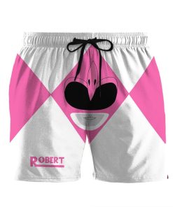 Gearhumans 3D Mighty Morphin Power Rangers Pink Ranger Custom Name Beach Shorts Swim Trunk GW0206214 Men Shorts Men Shorts S 