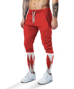 Gearhumans 3D Mighty Morphin Red Power Rangers Custom Sweatpants GW060410 Sweatpants Sweatpants S