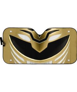 Gearhumans 3D Mighty Morphin White Power Ranger Helmet Custom Car Auto Sunshade GW1604218 Auto Sunshade 57''x27.5'' 