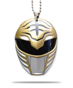 Gearhumans 3D Mighty Morphin White Power Ranger Helmet Custom Car Hanging GW21062124 Car Hanging Car Hanging/1 Pack 