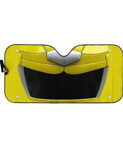 Gearhumans 3D Mighty Morphin Yellow Power Ranger Helmet Custom Car Auto Sunshade GW16045 Auto Sunshade 57''x27.5'' 