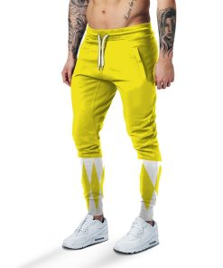 Gearhumans 3D Mighty Morphin Yellow Power Rangers Custom Sweatpants GW06046 Sweatpants Sweatpants S