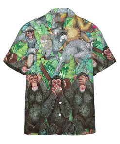 Gearhumans 3D Monkey Tropical Hawaii Shirt ZC13047 Hawai Shirt Short Sleeve Shirt S 