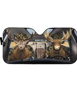 gearhumans 3D Moose and Elk Custom Car Auto Sunshade GS26066 Auto Sunshade 57''x27.5'' 