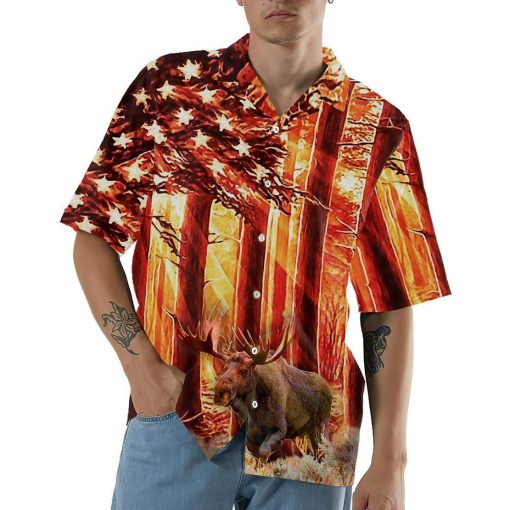 Gearhumans 3D Moose Hunting Hawaii Shirt ZZ0505214 Hawai Shirt