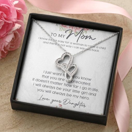 Gearhumans 3D My Hero Mom Happy Mothers Day Double Heart Necklace 14 Gearhumans 3D My Hero Mom Happy Mothers Day Double Heart Necklace GS23042112 ShineOn Fulfillment