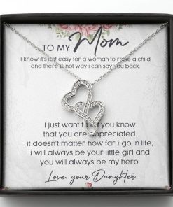 Gearhumans 3D My Hero Mom Happy Mothers Day Double Heart Necklace GS23042112 ShineOn Fulfillment Standard Box