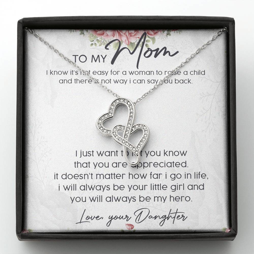 Gearhumans 3D My Hero Mom Happy Mothers Day Double Heart Necklace 1 Gearhumans 3D My Hero Mom Happy Mothers Day Double Heart Necklace GS23042112 ShineOn Fulfillment Standard Box