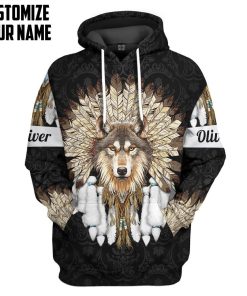 Gearhumans 3D Native America Listen To The Wind Custom Name Tshirt Hoodie Apparel GB22031 3D Apparel Hoodie S
