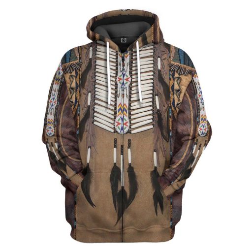 Gearhumans 3D Native America Tshirt Hoodie Apparel GB180329 3D Apparel Zip Hoodie S
