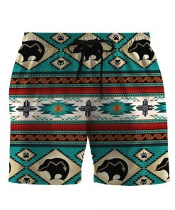 Gearhumans 3D Native American Dancing Bear Custom Beach Shorts Swim Trunks GS13052115 Men Shorts Men Shorts S 