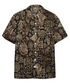 Gearhumans 3D Native American Ornaments Black And Gold Hawaii Shirt ZK1805211 Hawai Shirt Short Sleeve Shirt S 
