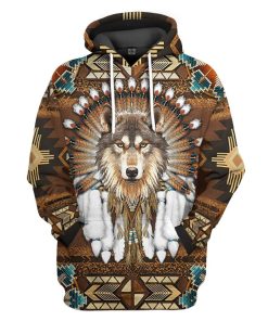 Gearhumans 3D Native American Wolf Tshirt Hoodie Apparel GB19036 3D Apparel Hoodie S