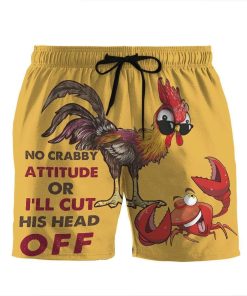 Gearhumans 3D No crabby attitude or ill cut his head off Beach Shorts Swim Trunks GV030710 Men Shorts Men Shorts S