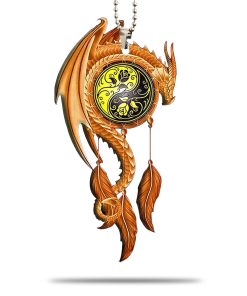 Gearhumans 3D Orange Dragon Dreamcatcher Car Hanging GJ27052112 Car Hanging Car Hanging/1 Pack 