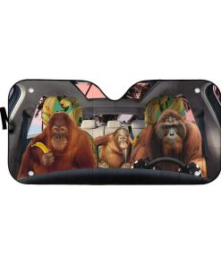 gearhumans 3D Orangutan Family Custom Car Auto Sunshade GS23065 Auto Sunshade 57''x27.5'' 
