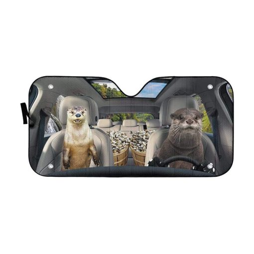 gearhumans 3D Otters Custom Car Auto Sunshade GS02074 Auto Sunshade 57''x27.5''