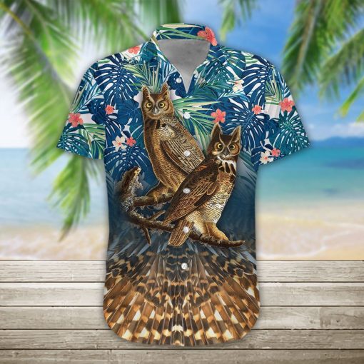 Gearhumans 3D Owl Hawaii Shirt hawaii Short Sleeve Shirt