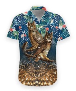 Gearhumans 3D Owl Hawaii Shirt hawaii Short Sleeve Shirt S