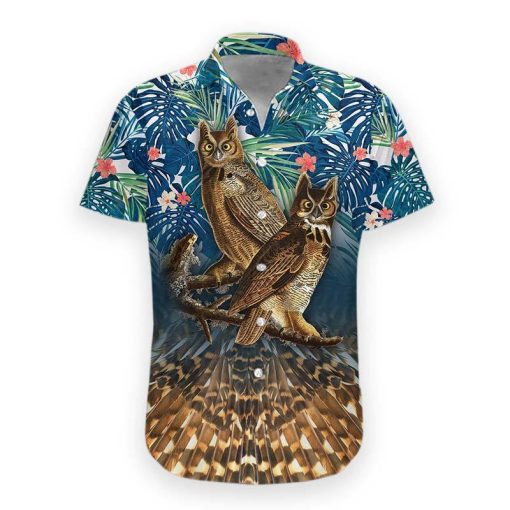 Gearhumans 3D Owl Hawaii Shirt hawaii Short Sleeve Shirt S