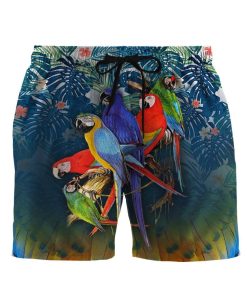 Gearhumans 3D Parrot Hawaii Custom Beach Shorts Swim Trunks GS14052122 Men Shorts Men Shorts S 