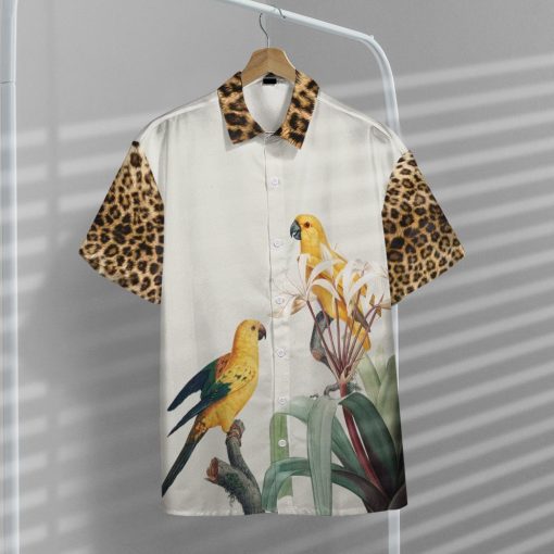 Gearhumans 3D Parrot With Leopard Skin Tropical Hawaii Shirt ZC13043 Hawai Shirt