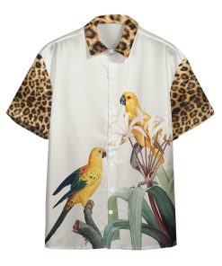 Gearhumans 3D Parrot With Leopard Skin Tropical Hawaii Shirt ZC13043 Hawai Shirt Short Sleeve Shirt S 