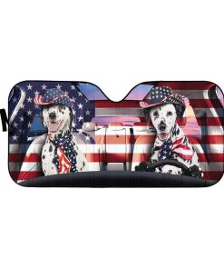 gearhumans 3D Patriot Dalmatian Custom Car Auto Sunshade GL29055 Auto Sunshade 57''x27.5'' 