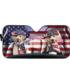 gearhumans 3D Patriot Labrador Retriever Custom Car Auto Sunshade GL29056 Auto Sunshade 57''x27.5'' 