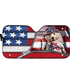 gearhumans 3D Patriot Labrador Retriever Flag Custom Car Auto Sunshade GL10077 Auto Sunshade 57''x27.5'' 