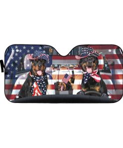 gearhumans 3D Patriot Rottweiler Family Custom Car Auto Sunshade GL29076 Auto Sunshade 57''x27.5'' 