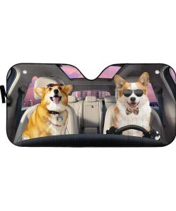 gearhumans 3D Pembroke Welsh Corgi Dogs Custom Car Auto Sunshade GV26061 Auto Sunshade 57''x27.5'' 