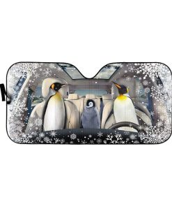 gearhumans 3D Penguin Family Custom Car Auto Sunshade GS23068 Auto Sunshade 57''x27.5'' 