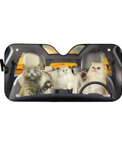 gearhumans 3D Persian Cat Family Custom Car Auto Sunshade GL230717 Auto Sunshade 57''x27.5'' 